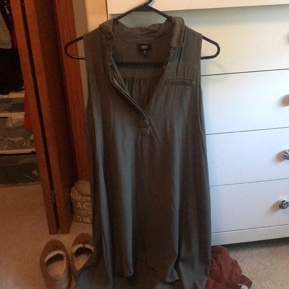 Army green - collared dress